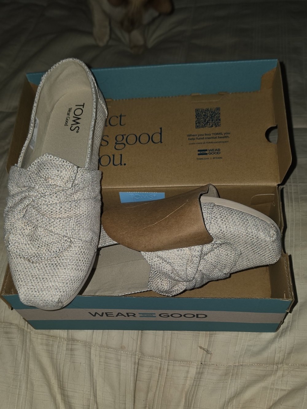 Toms Knotted Slip-On Flats in Light Gray